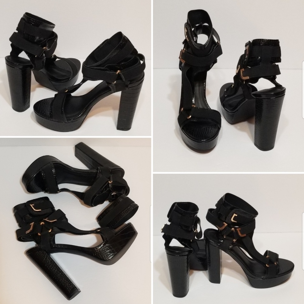 Chunky Patent Platform Heels